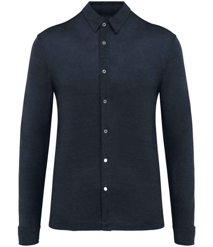 Spasso Long Sleeve Linen Shirt in Navy