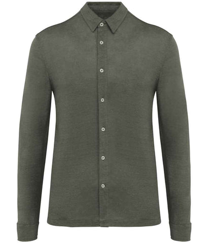 Spasso Long Sleeve Linen Shirt in Organic Khaki