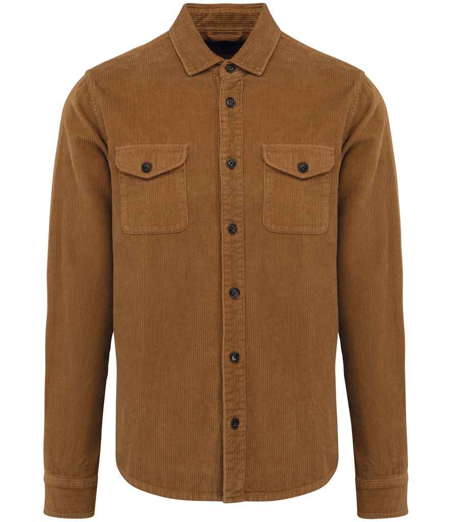 Spasso Faded Corduroy Overshirt in Washed Brown Sugar