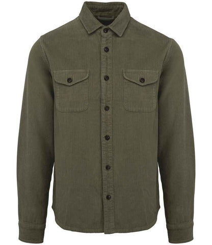 Spasso Faded Corduroy Overshirt in Washed Pale Khaki