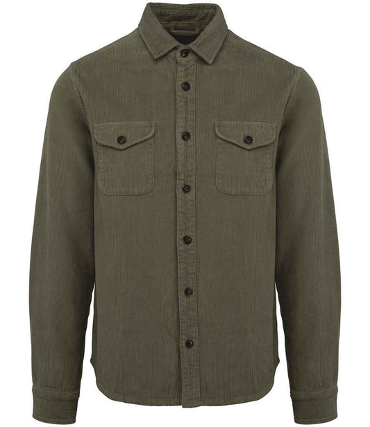 Spasso Faded Corduroy Overshirt in Washed Pale Khaki