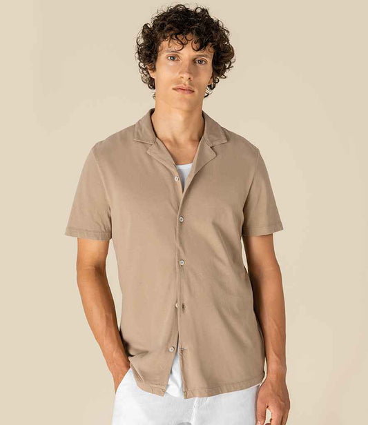 Spasso Jersey Short Sleeve Bowling Collar Shirt