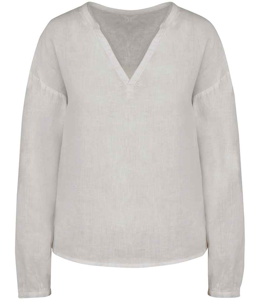 Spasso Ladies Linen Blouse in White