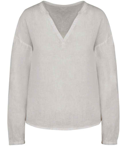 Spasso Ladies Linen Blouse in White