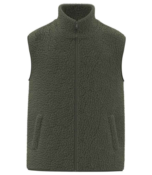 Spasso Unisex Sherpa Bodywarmer in Forest Khaki