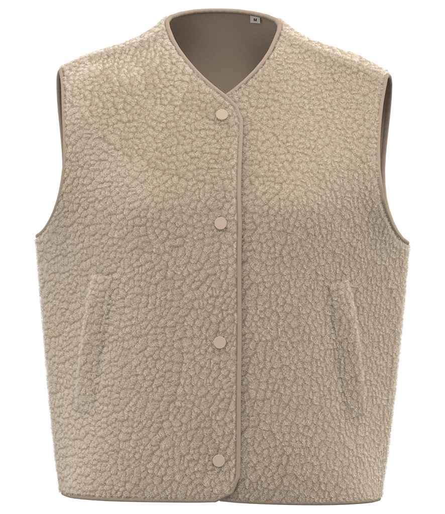 Spasso Ladies Sherpa bodywarmer in Wet Sand