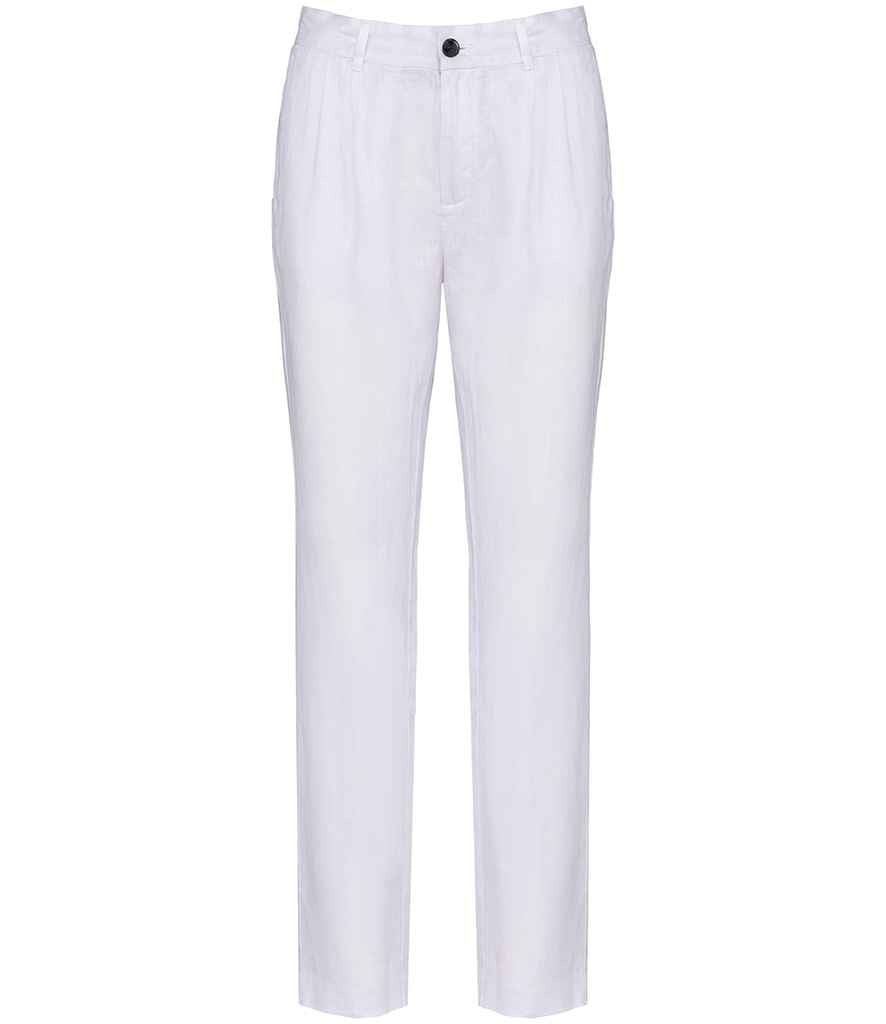 Spasso Ladies Linen Trousers in White