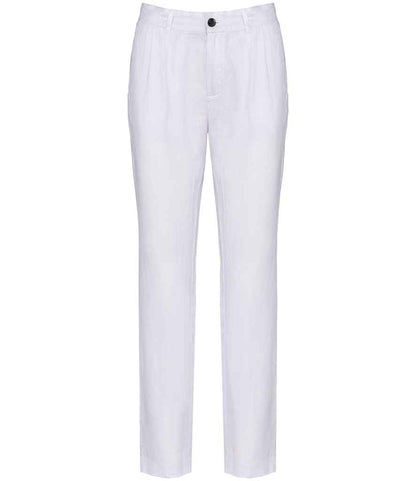 Spasso Ladies Linen Trousers in White