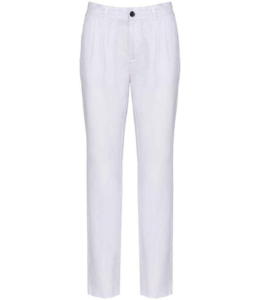 Spasso Ladies Linen Trousers in White