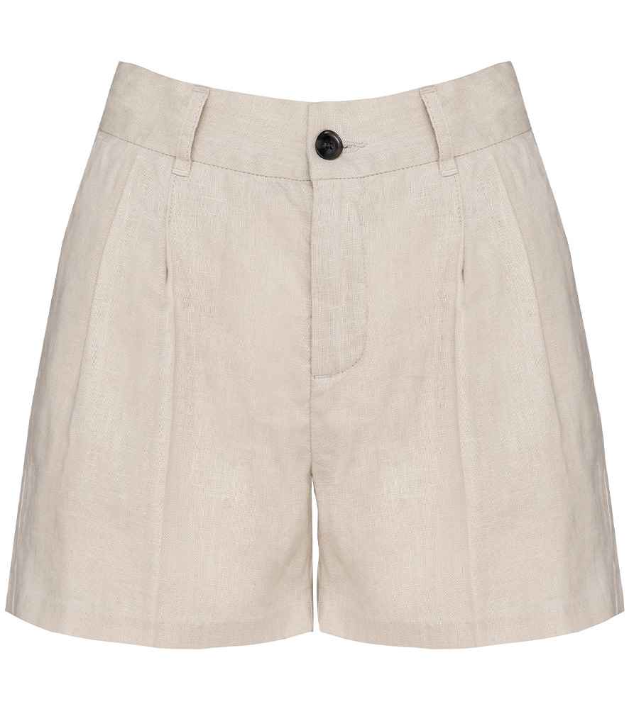 Spasso Ladies Linen Bermuda Shorts in Linen Sand