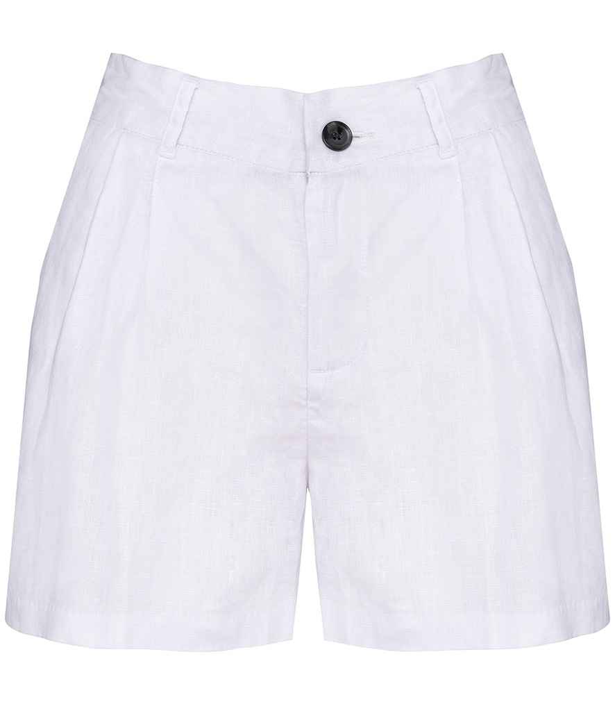 Spasso Ladies Linen Bermuda Shorts in White