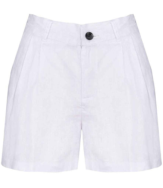 Spasso Ladies Linen Bermuda Shorts in White