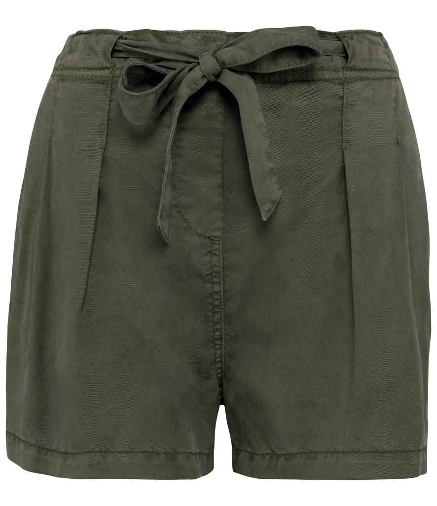 Spasso Ladies TENCEL™ Shorts in Washed Organic Khaki