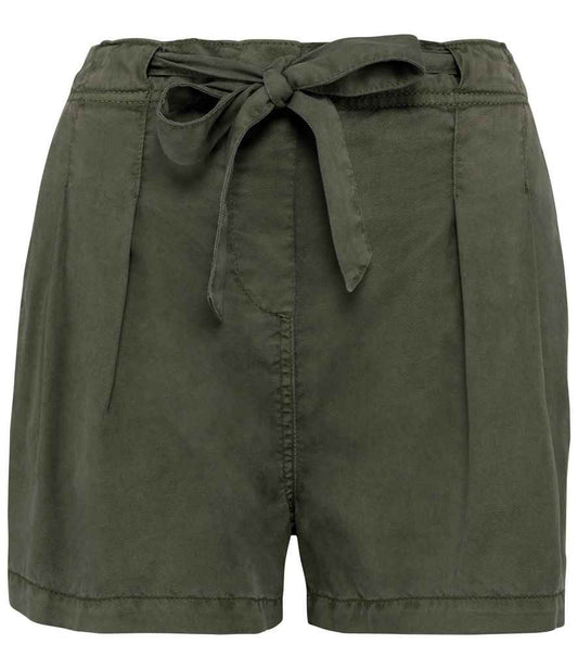 Spasso Ladies TENCEL™ Shorts in Washed Organic Khaki