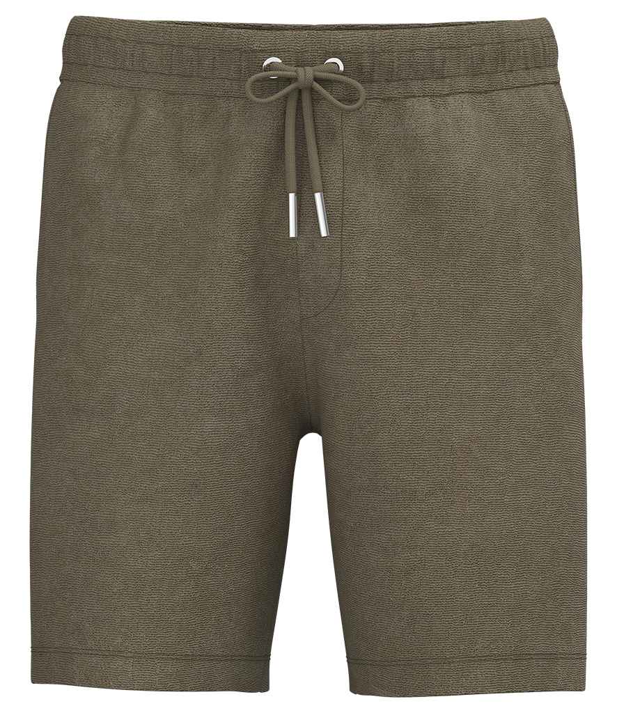 Spasso Terry Towel Shorts in Light Olive Green