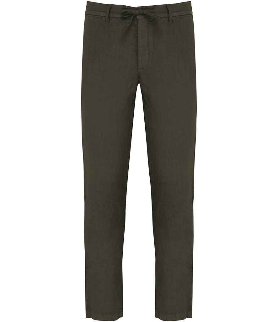 Spasso Faded Linen Trousers in Washed Organic Khaki