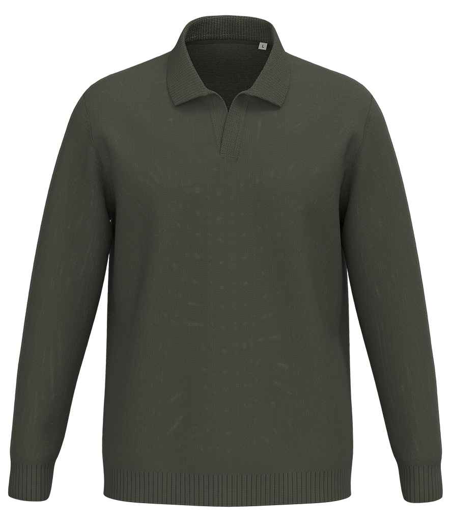 Spasso Polo Collar Jumper in Organic Khaki