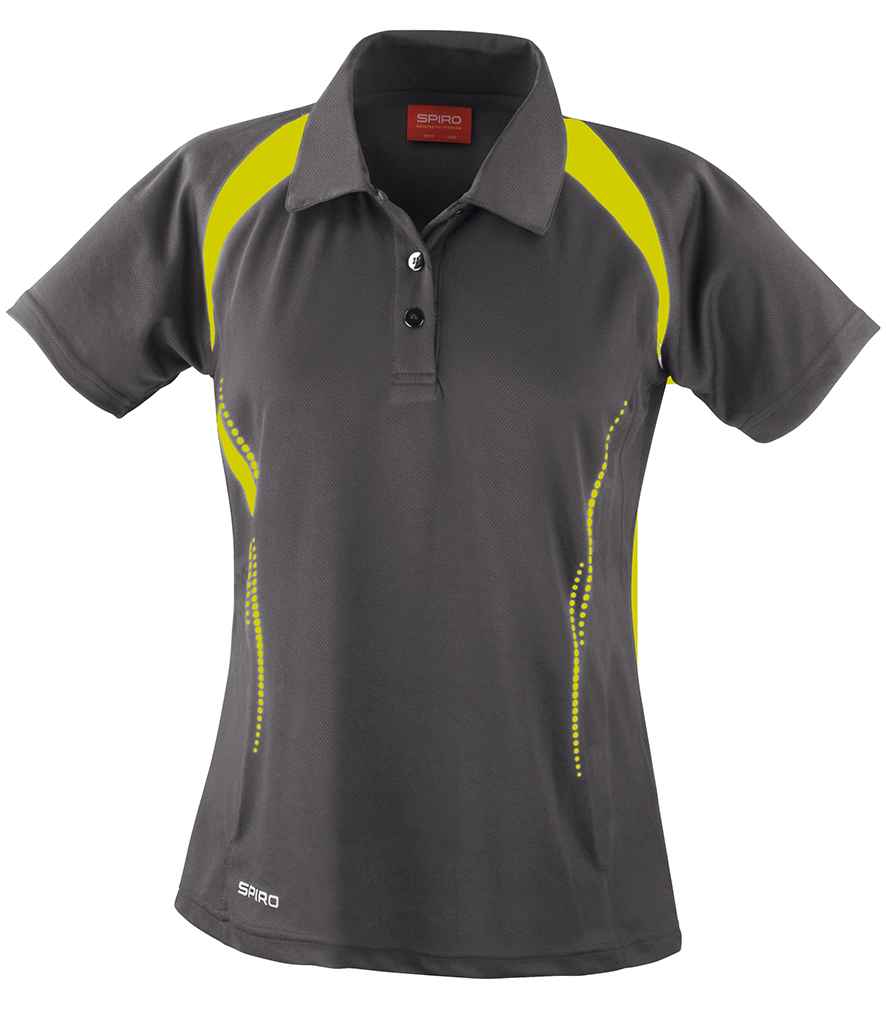Spiro Spiro Ladies Team Spirit Polo Shirt Grey/Lime Green