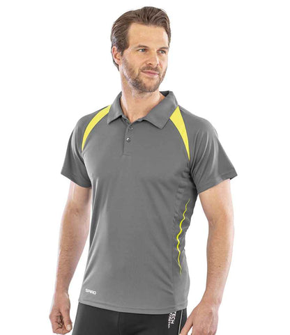 Spiro Spiro Team Spirit Polo Shirt Grey/Lime Green
