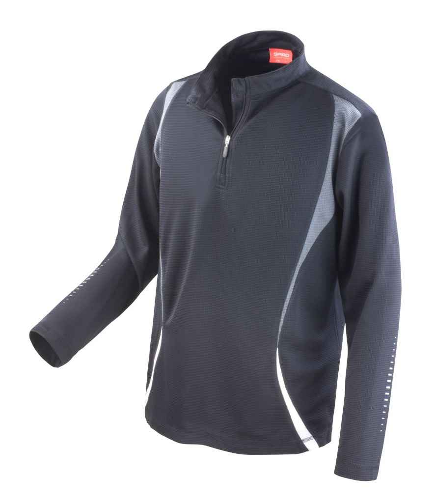 Spiro Spiro Unisex Zip Neck Trial Training Top Black/Grey/White