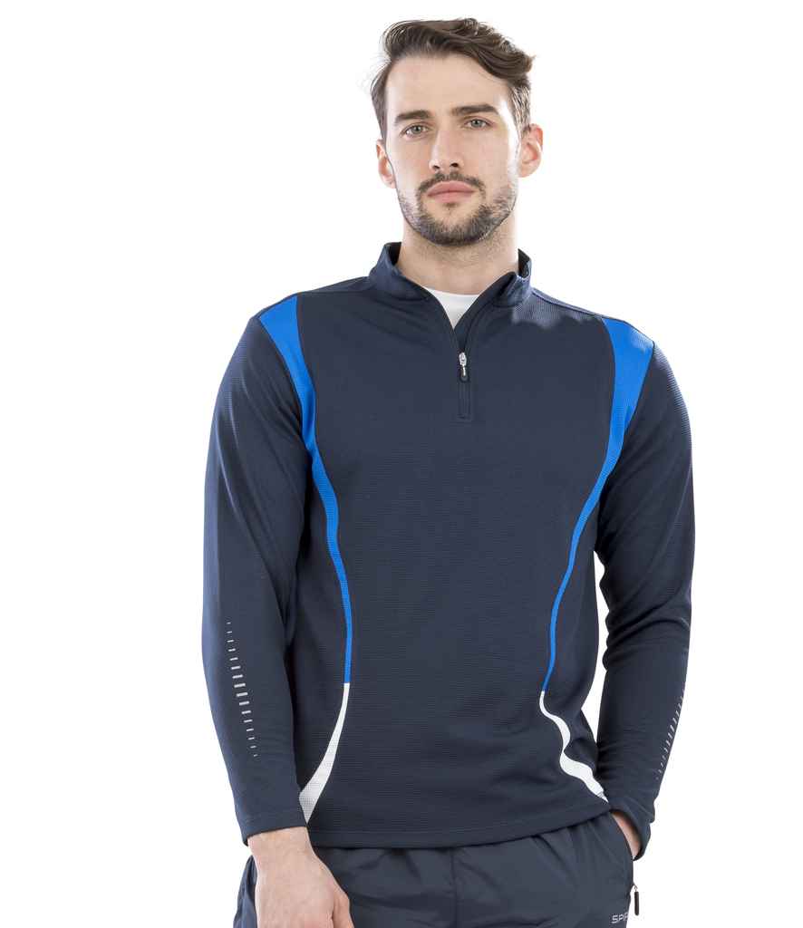 Spiro Spiro Unisex Zip Neck Trial Training Top Navy/Royal Blue/White