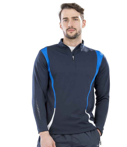 Spiro Spiro Unisex Zip Neck Trial Training Top Navy/Royal Blue/White