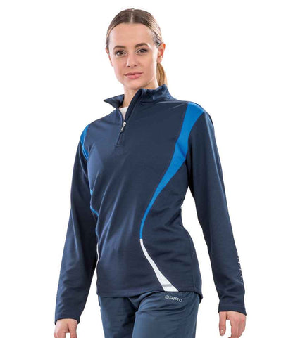 Spiro Spiro Unisex Zip Neck Trial Training Top Navy/Royal Blue/White