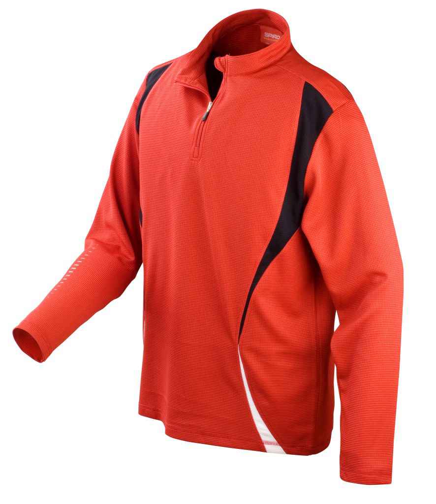 Spiro Unisex Zip Neck Trial Training Top in Red/Black/White
