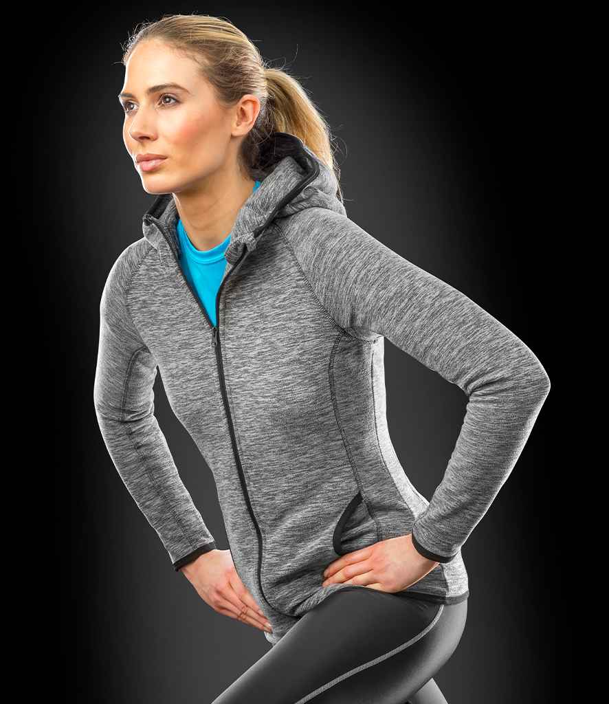 Spiro Spiro Ladies Micro Fleece Hoodie Grey/Black