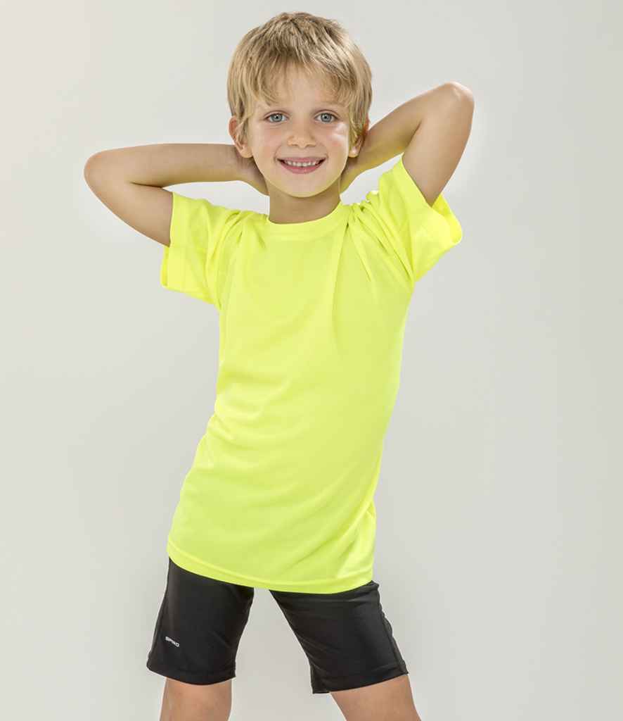 Spiro Spiro Kids Impact Performance Aircool T-Shirt Flo Yellow