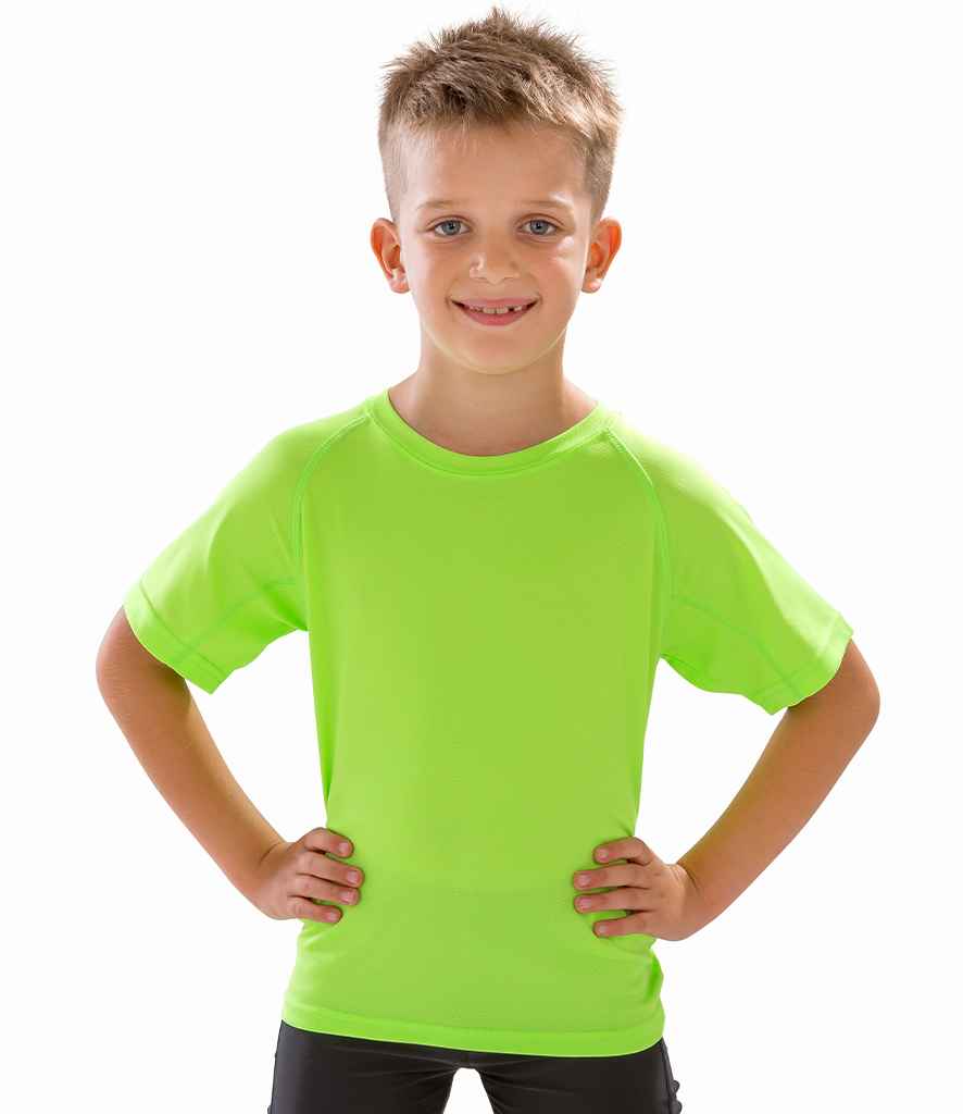 Spiro Spiro Kids Impact Performance Aircool T-Shirt Lime Green