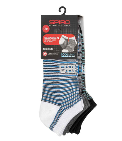 Spiro 3 Pack Mixed Stripe Sneaker Socks