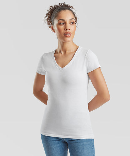 Fruit of the Loom Women's valueweight v-neck T Black