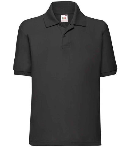 Fruit of the Loom Kids Poly/Cotton Piqué Polo Shirt in Black