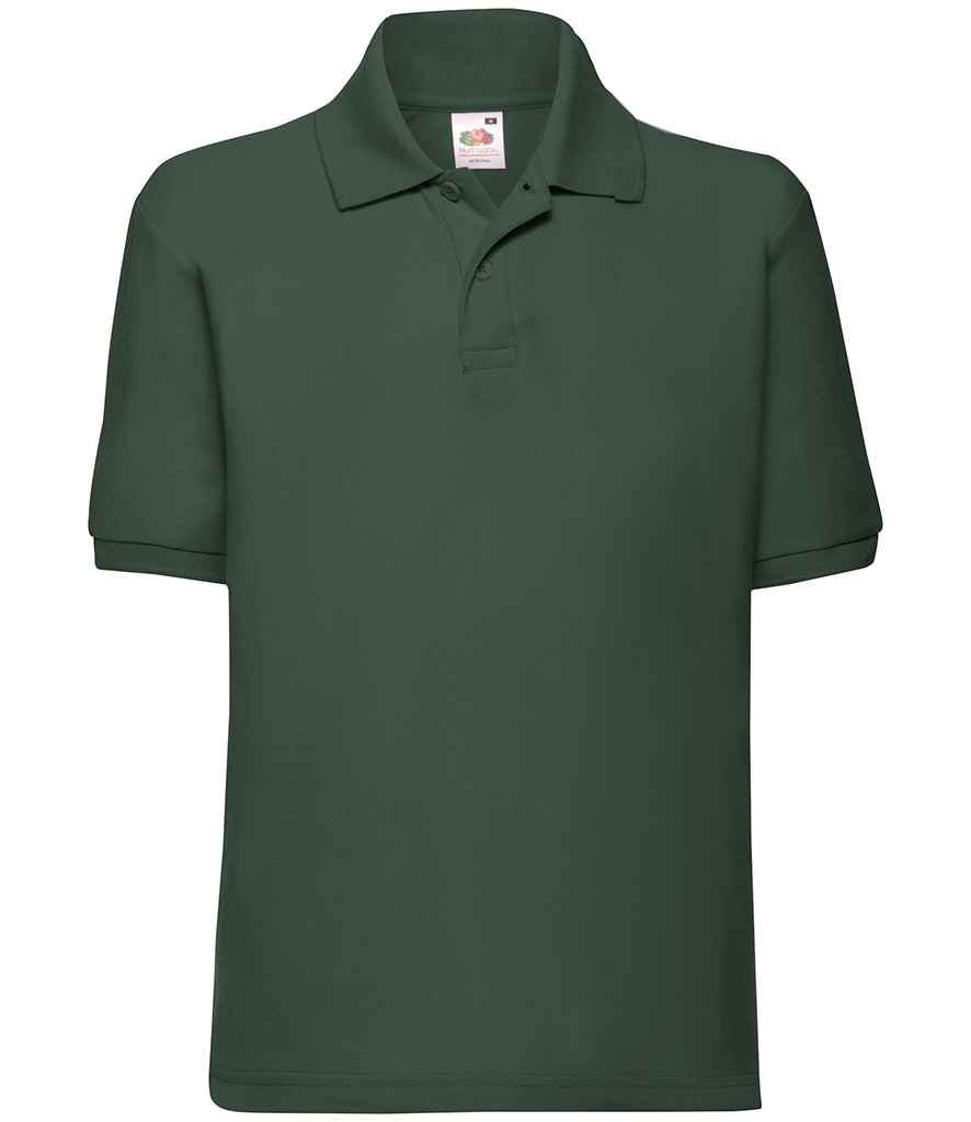 Fruit of the Loom Kids Poly/Cotton Piqué Polo Shirt in Bottle Green