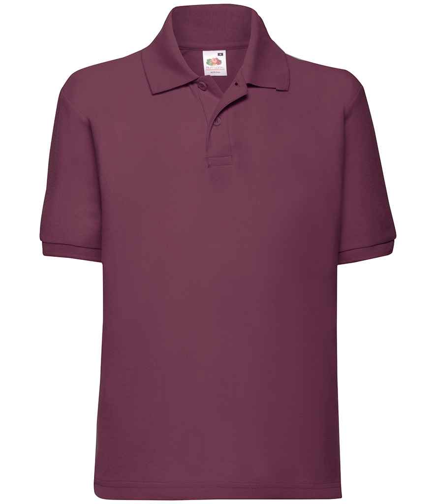 Fruit of the Loom Kids Poly/Cotton Piqué Polo Shirt in Burgundy