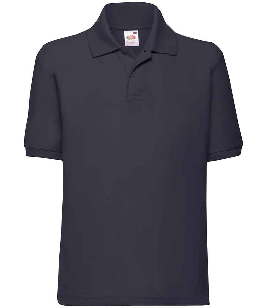 Fruit of the Loom Kids Poly/Cotton Piqué Polo Shirt in Deep Navy