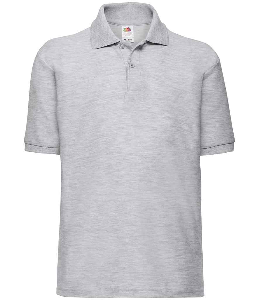 Fruit of the Loom Kids Poly/Cotton Piqué Polo Shirt in Heather Grey
