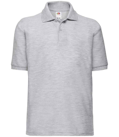 Fruit of the Loom Kids Poly/Cotton Piqué Polo Shirt in Heather Grey