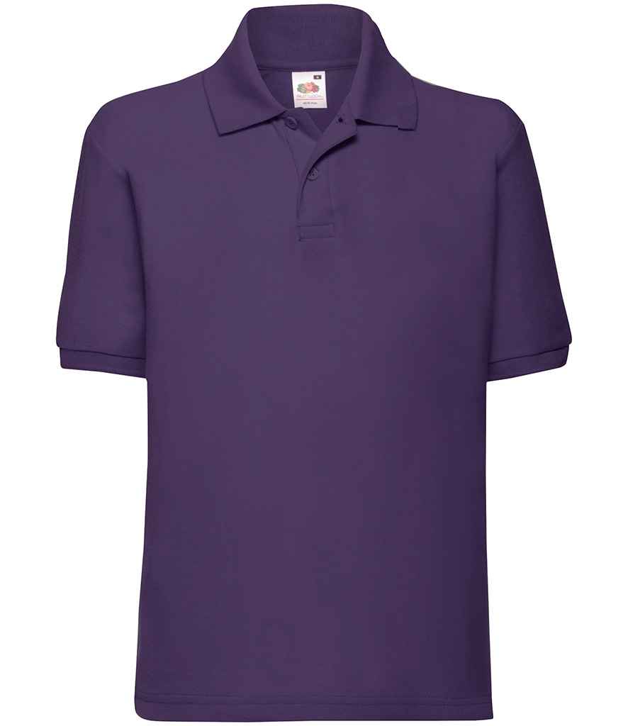 Fruit of the Loom Kids Poly/Cotton Piqué Polo Shirt in Purple