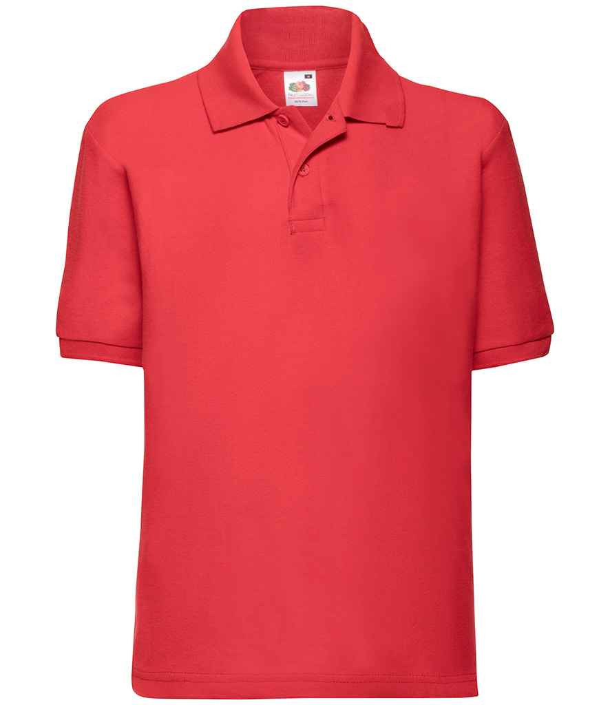 Fruit of the Loom Kids Poly/Cotton Piqué Polo Shirt in Red