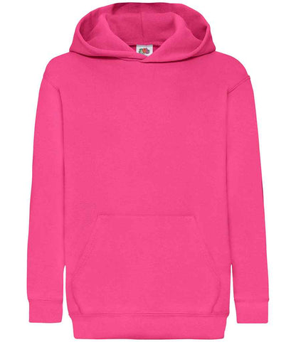 Fruit of the Loom Kids Classic Hooded Sweatshirt in Fuchsia