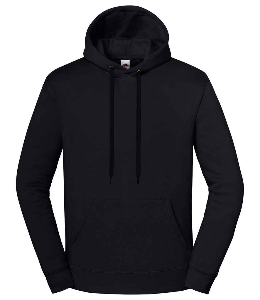 Fruit of the Loom Iconic Premium Hooded Sweatshirt in Black