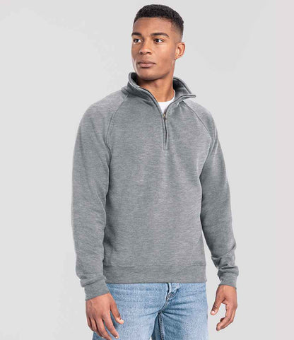 Fruit of the Loom Fruit of the Loom Iconic Premium Zip Neck Sweatshirt Athletic Heather
