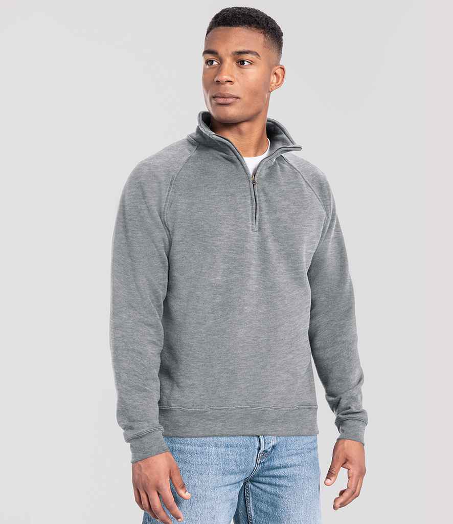 Fruit of the Loom Fruit of the Loom Iconic Premium Zip Neck Sweatshirt Athletic Heather