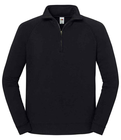 Fruit of the Loom Iconic Premium Zip Neck Sweatshirt in Black