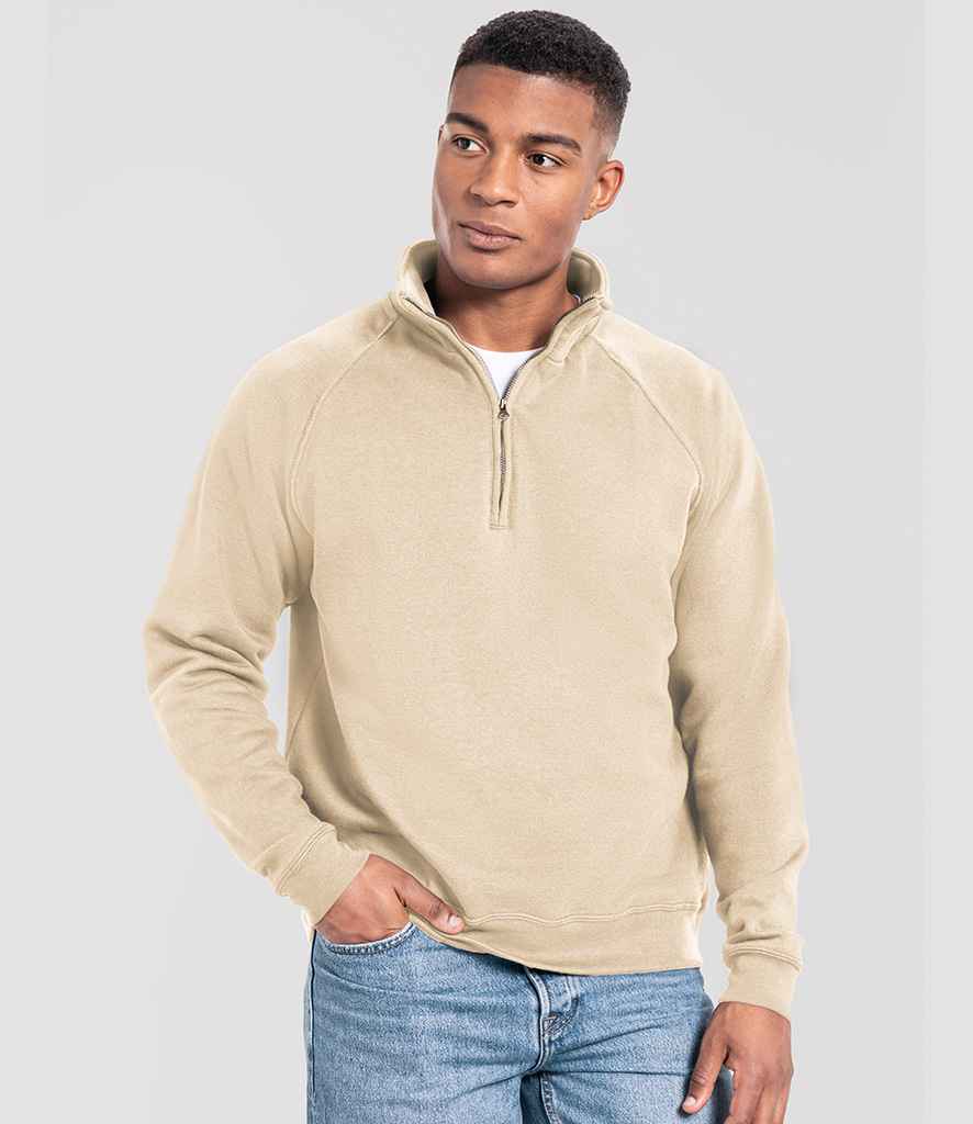 Fruit of the Loom Fruit of the Loom Iconic Premium Zip Neck Sweatshirt Desert Sand