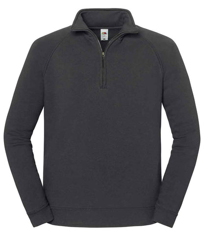 Fruit of the Loom Iconic Premium Zip Neck Sweatshirt in Light Graphite