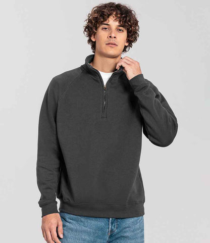 Fruit of the Loom Fruit of the Loom Iconic Premium Zip Neck Sweatshirt Light Graphite