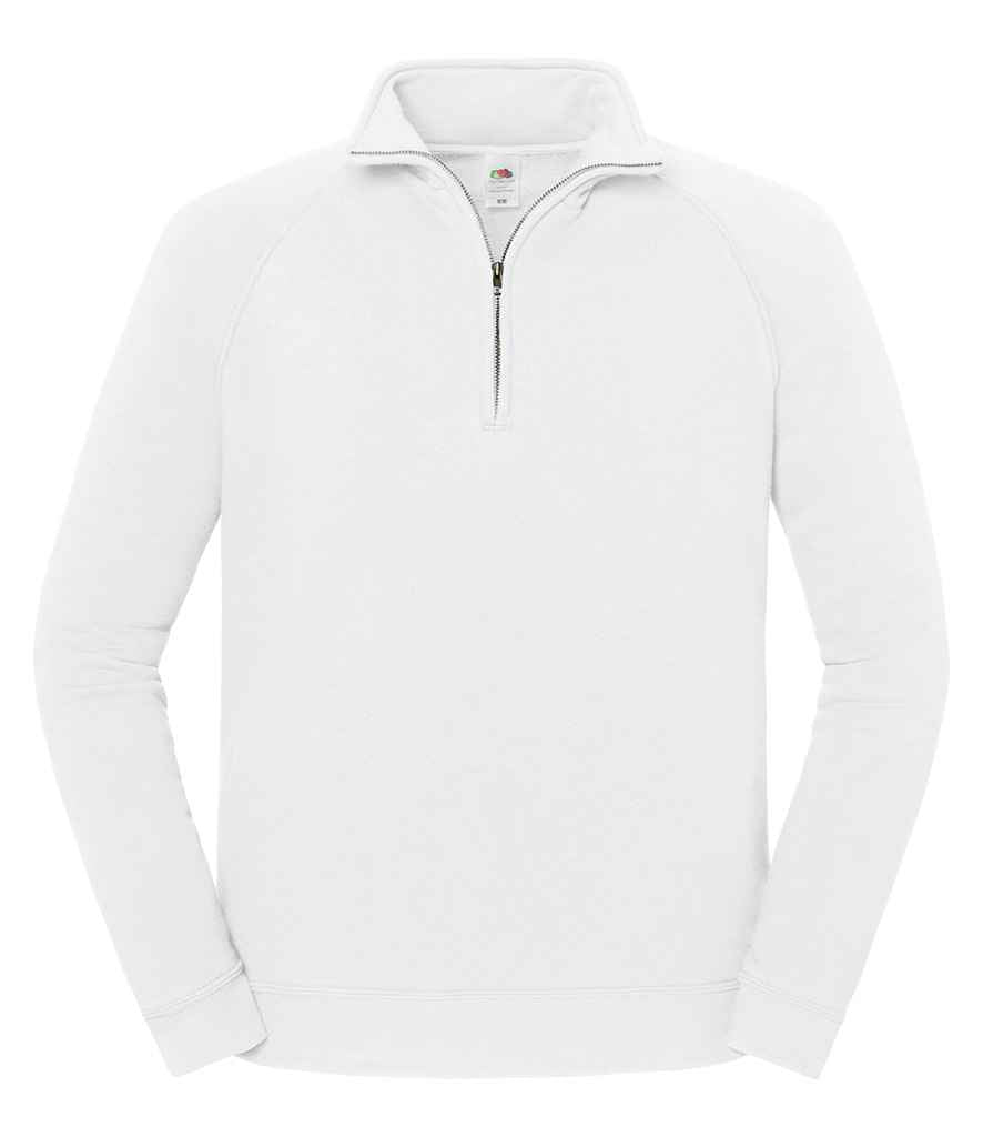 Fruit of the Loom Iconic Premium Zip Neck Sweatshirt in White
